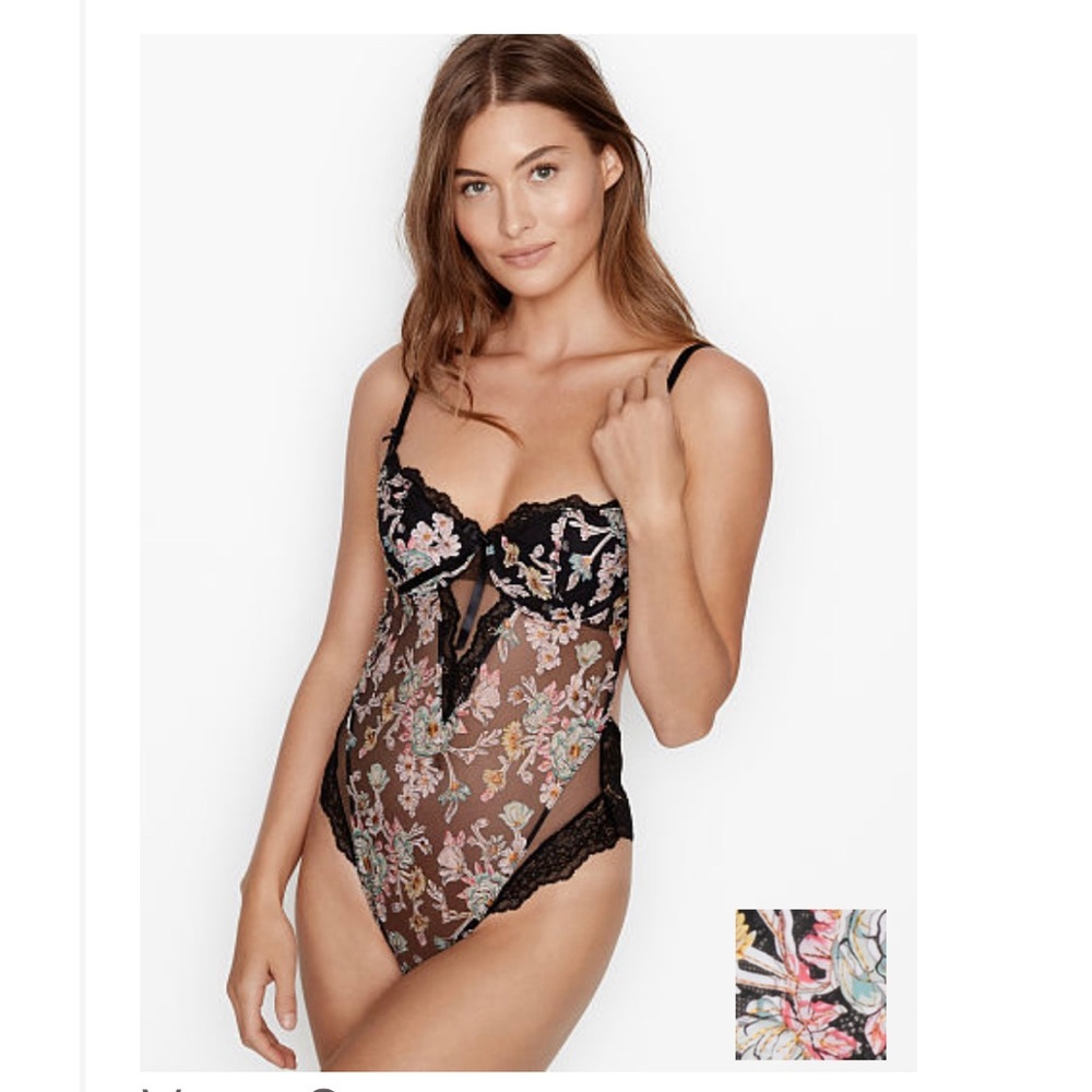 Victoria’s Secret Sheer Mesh Embroidered Teddy
